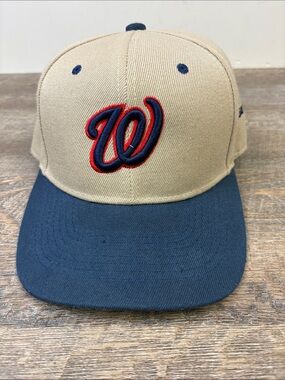 Washington Nationals Snapback Hat Tan Navy Red Embroidered Logo Adjustable Cap
